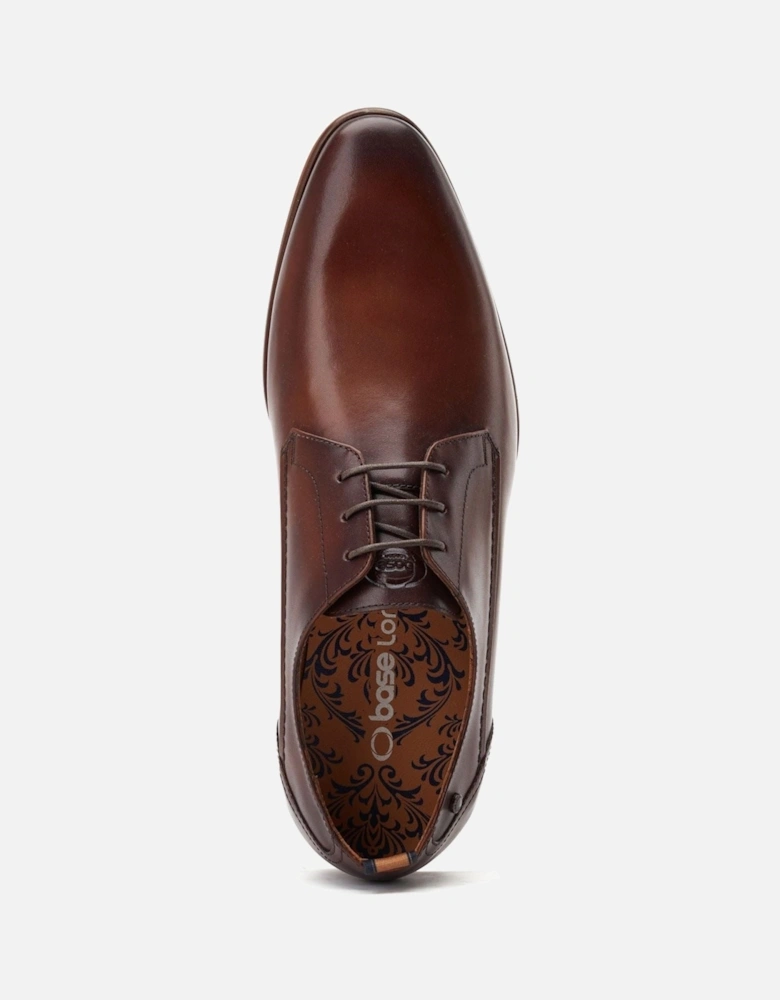 London Gambino Excel Leather Men's Burnt Brown Lace-Up Shoes