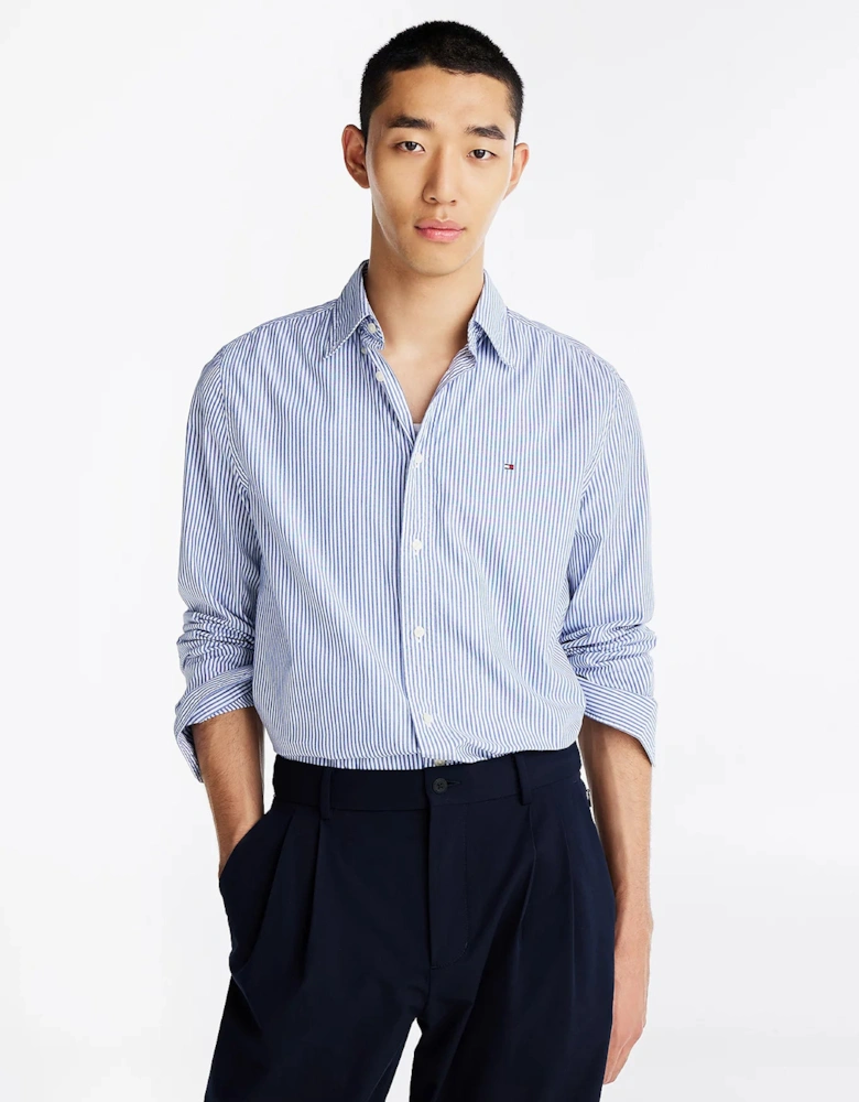 Flex Poplin Classic Strip Mens Long Sleeve Shirt