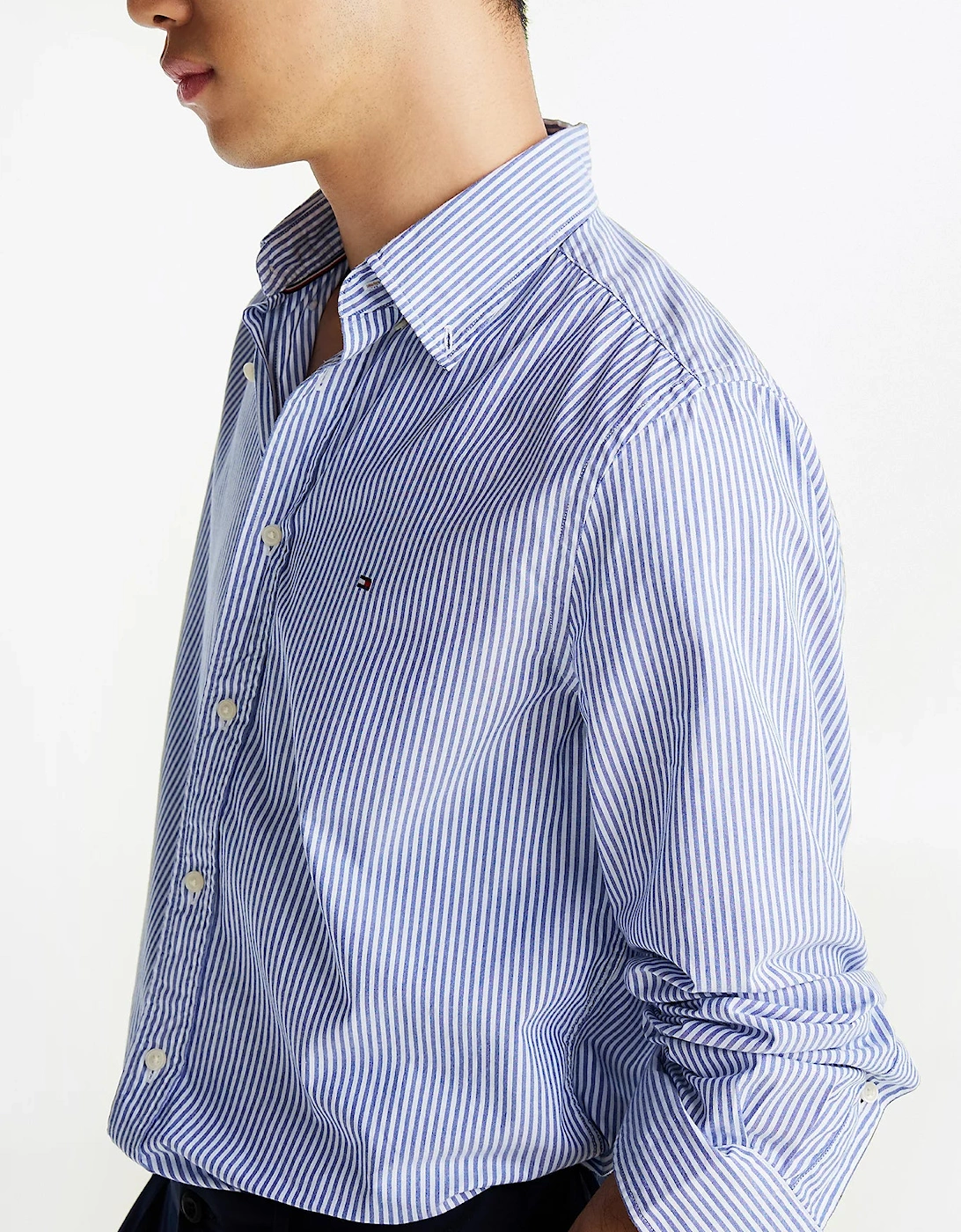 Flex Poplin Classic Strip Mens Long Sleeve Shirt