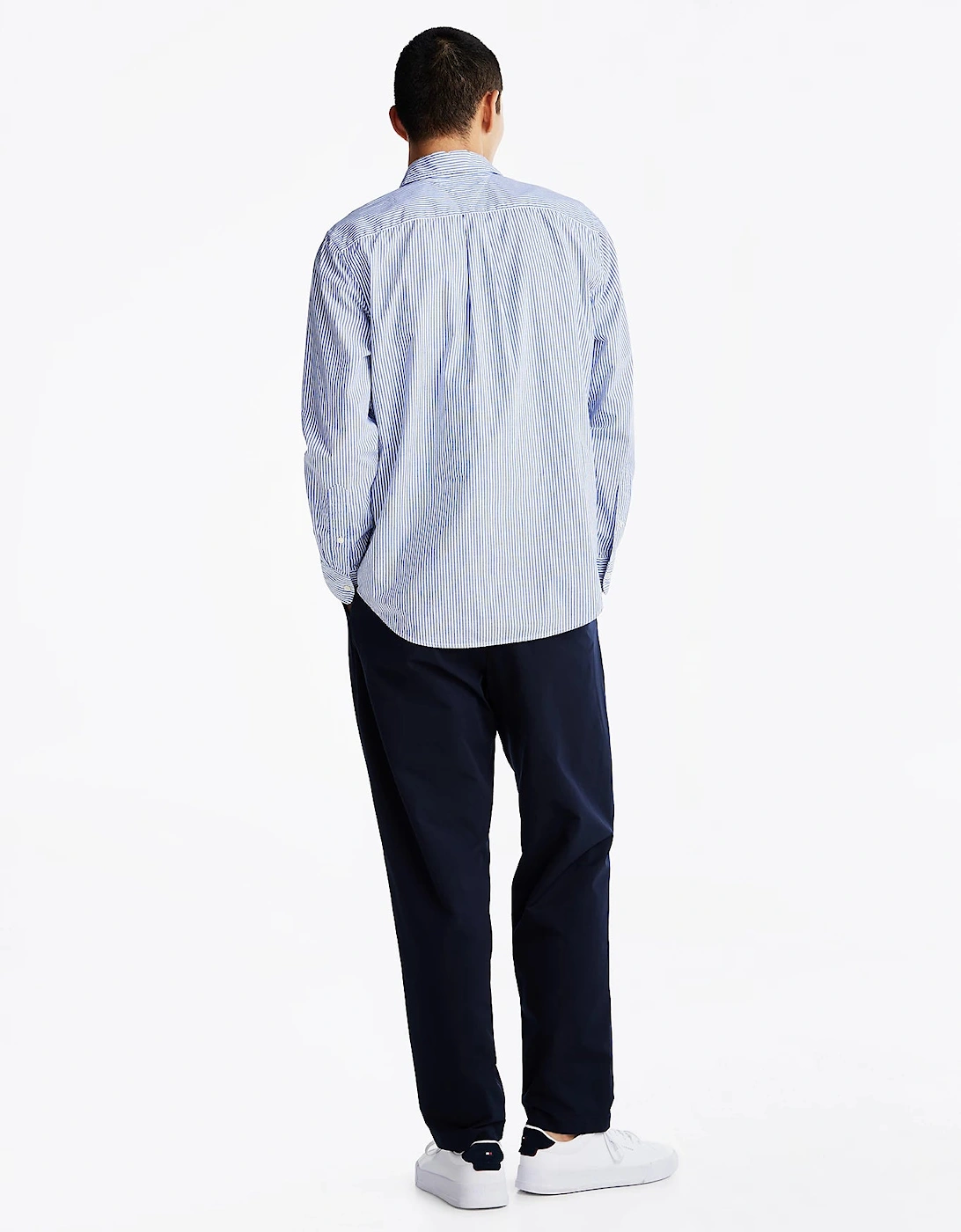 Flex Poplin Classic Strip Mens Long Sleeve Shirt