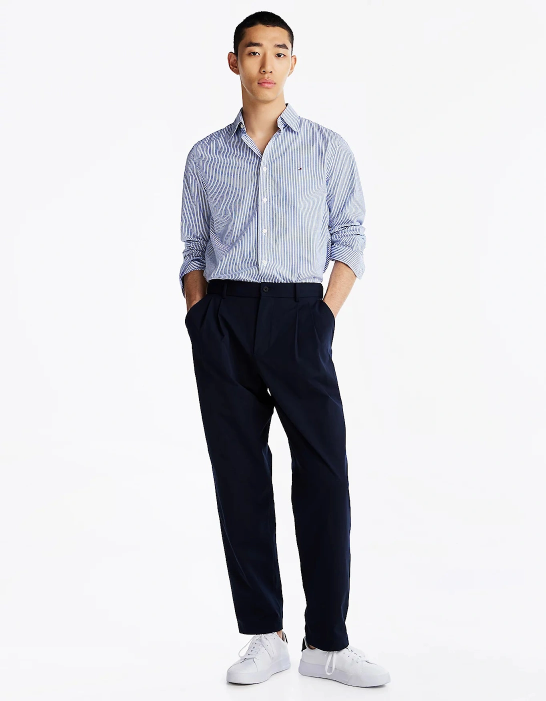 Flex Poplin Classic Strip Mens Long Sleeve Shirt