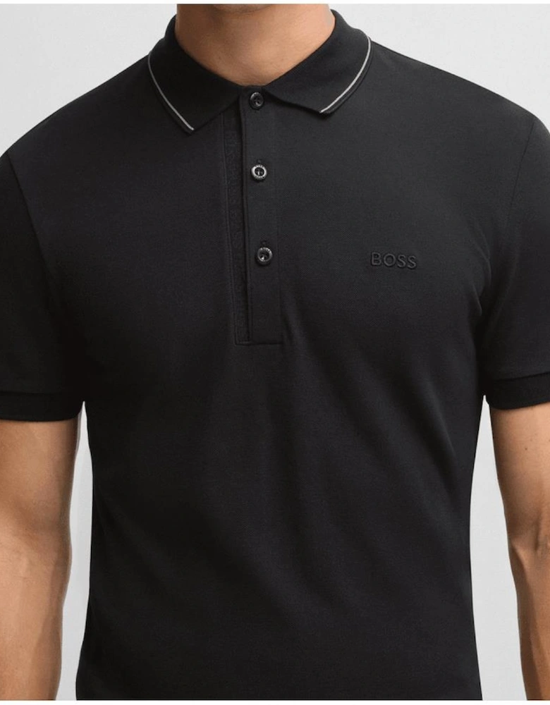 Paule Embroidered Logo Black Polo Shirt