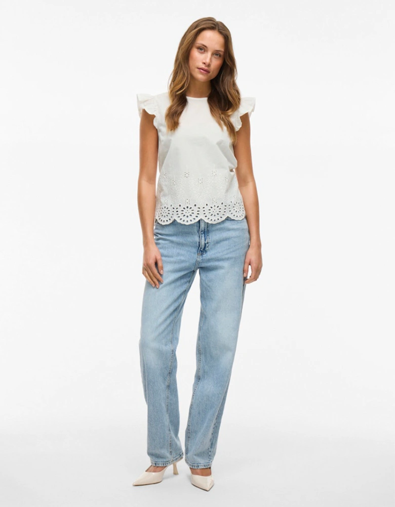 Women's Hortensa O-Neck Frill Top Snow White