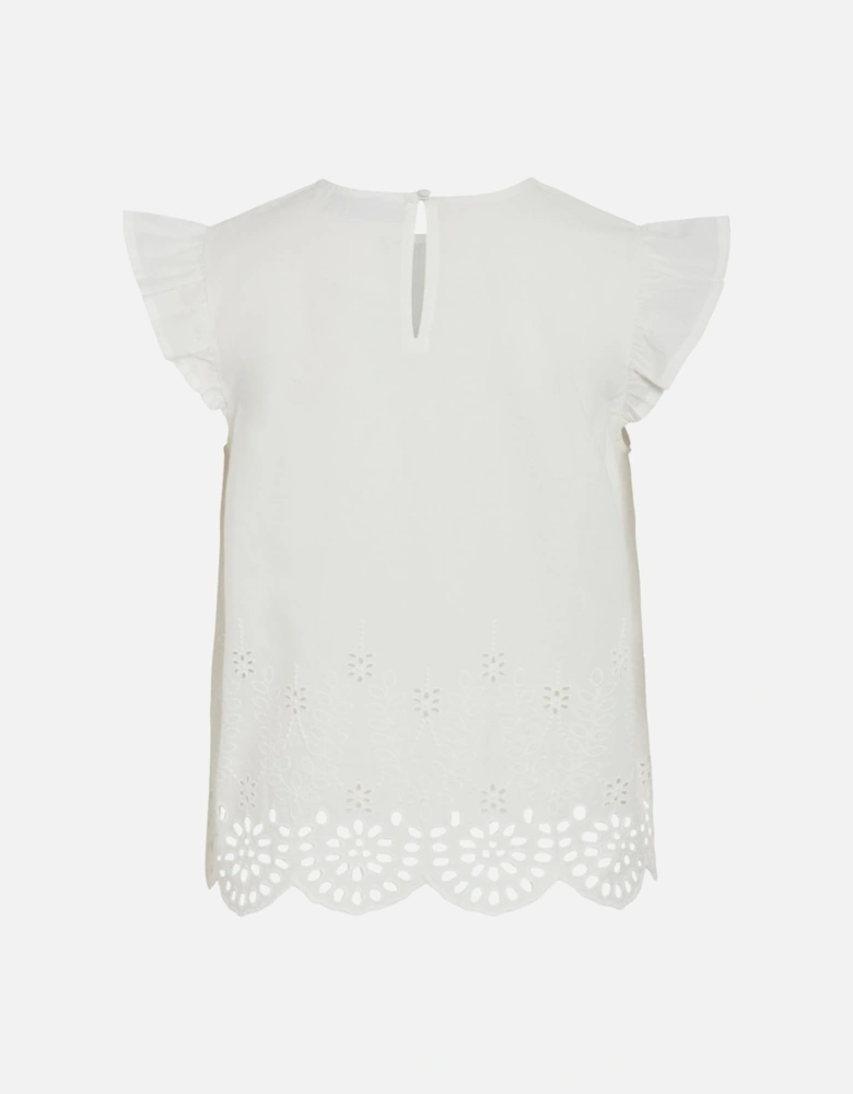 Women's Hortensa O-Neck Frill Top Snow White