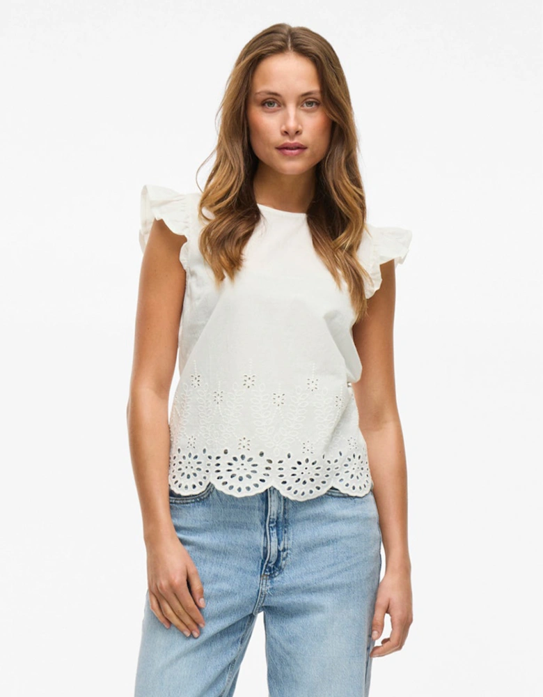 Women's Hortensa O-Neck Frill Top Snow White