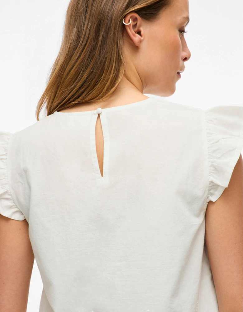 Women's Hortensa O-Neck Frill Top Snow White