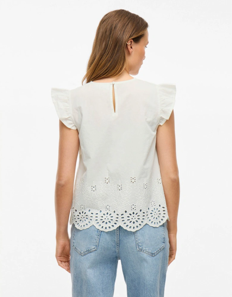 Women's Hortensa O-Neck Frill Top Snow White