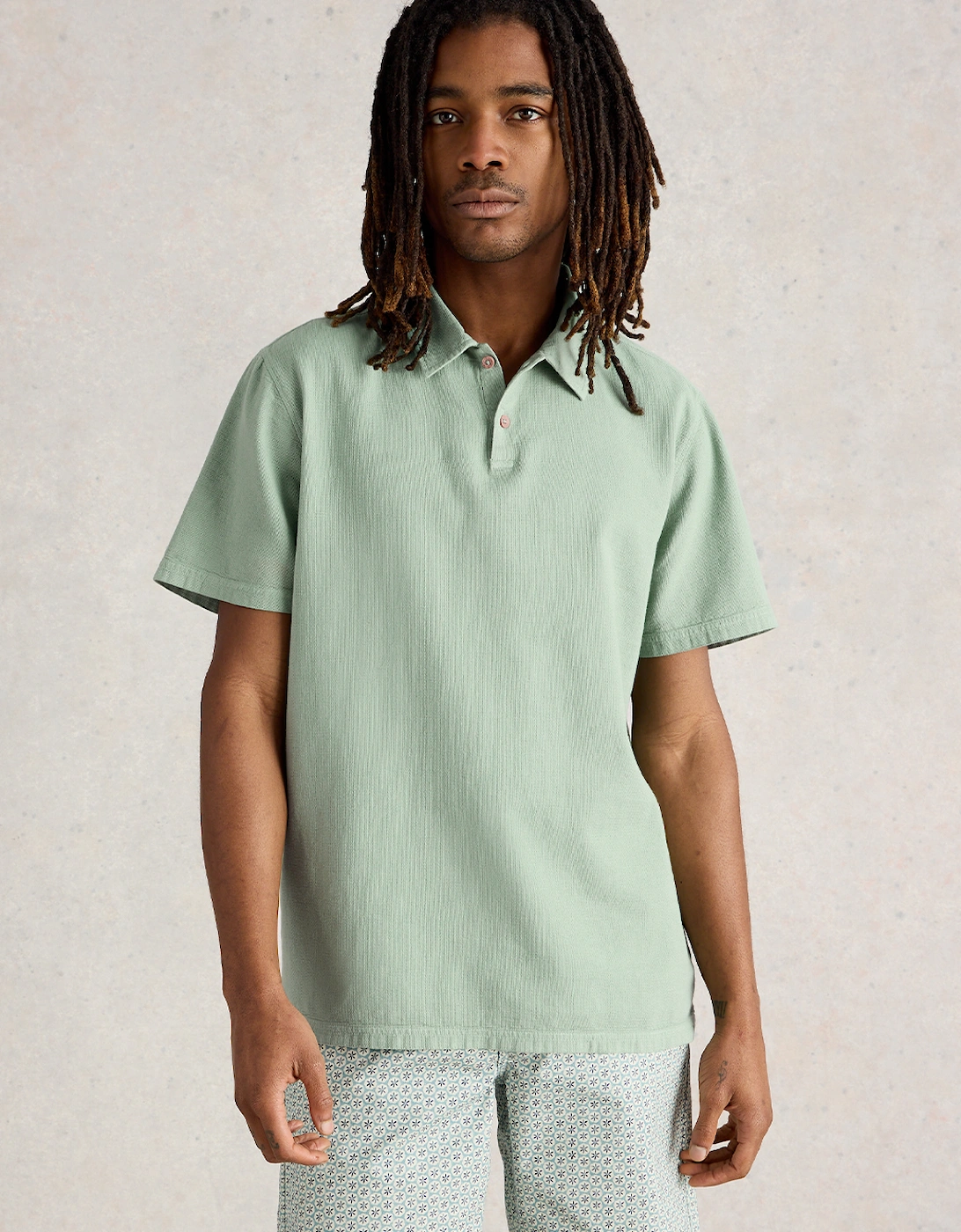 Men's Anderby Woven Polo Light Green, 6 of 5