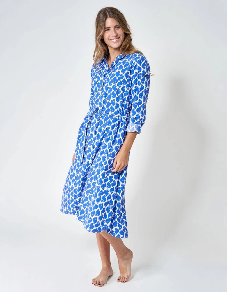 Women's Long Shirt Dress with Belt Shell