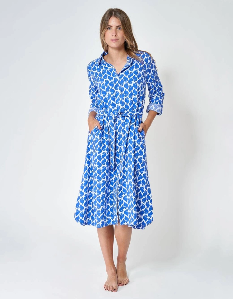 Women's Long Shirt Dress with Belt Shell
