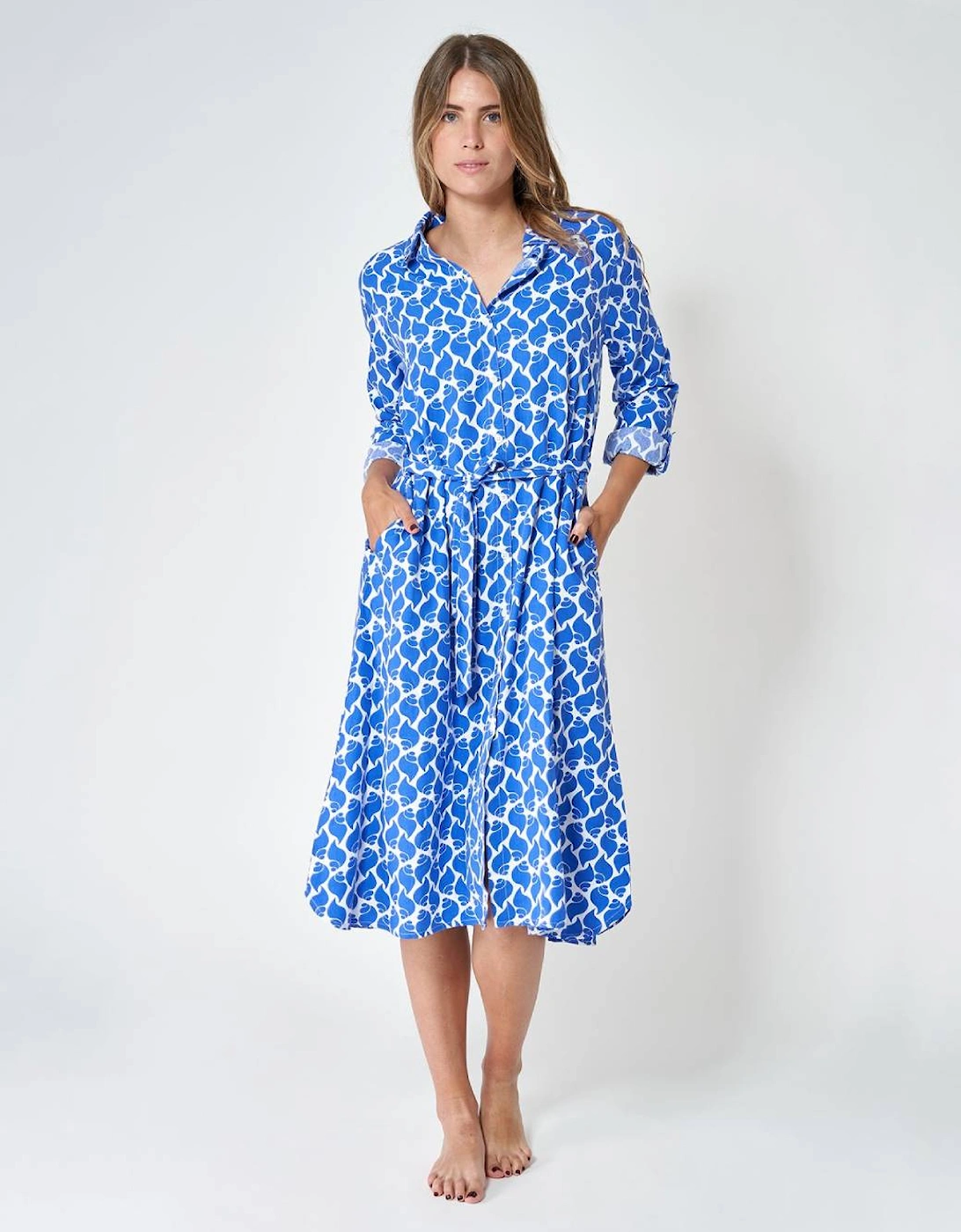 Women's Long Shirt Dress with Belt Shell, 6 of 5