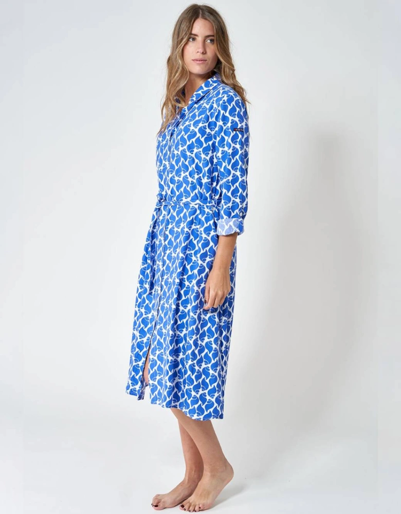 Women's Long Shirt Dress with Belt Shell