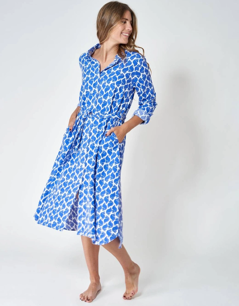 Women's Long Shirt Dress with Belt Shell
