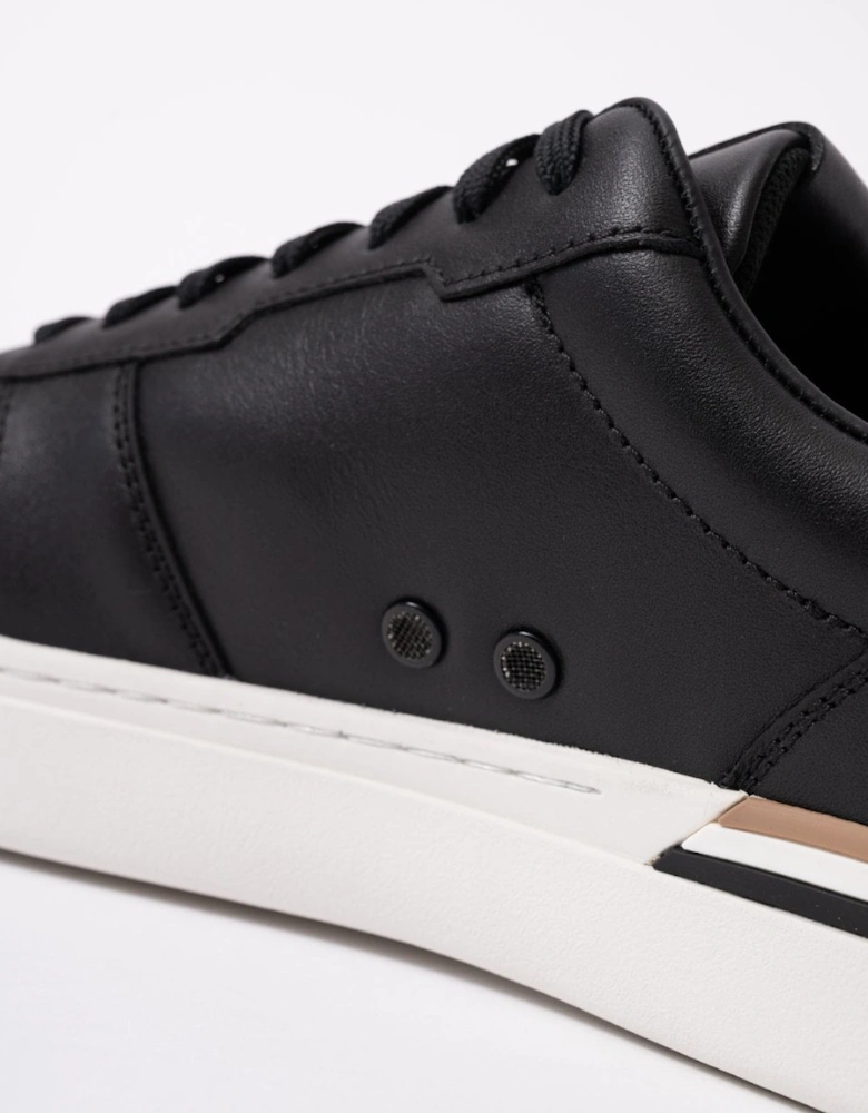 BOSS Orange Clint Tenn Mens Leather Trainers with Signature-Stripe Details