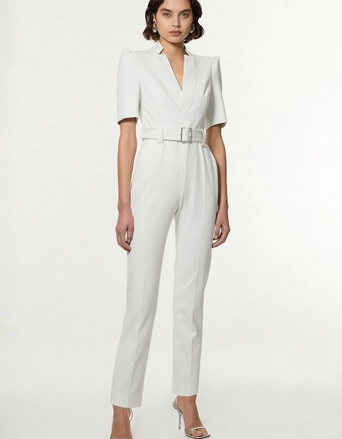 Petite Structured Crepe Forever Belted Jumpsuit, 4 of 3