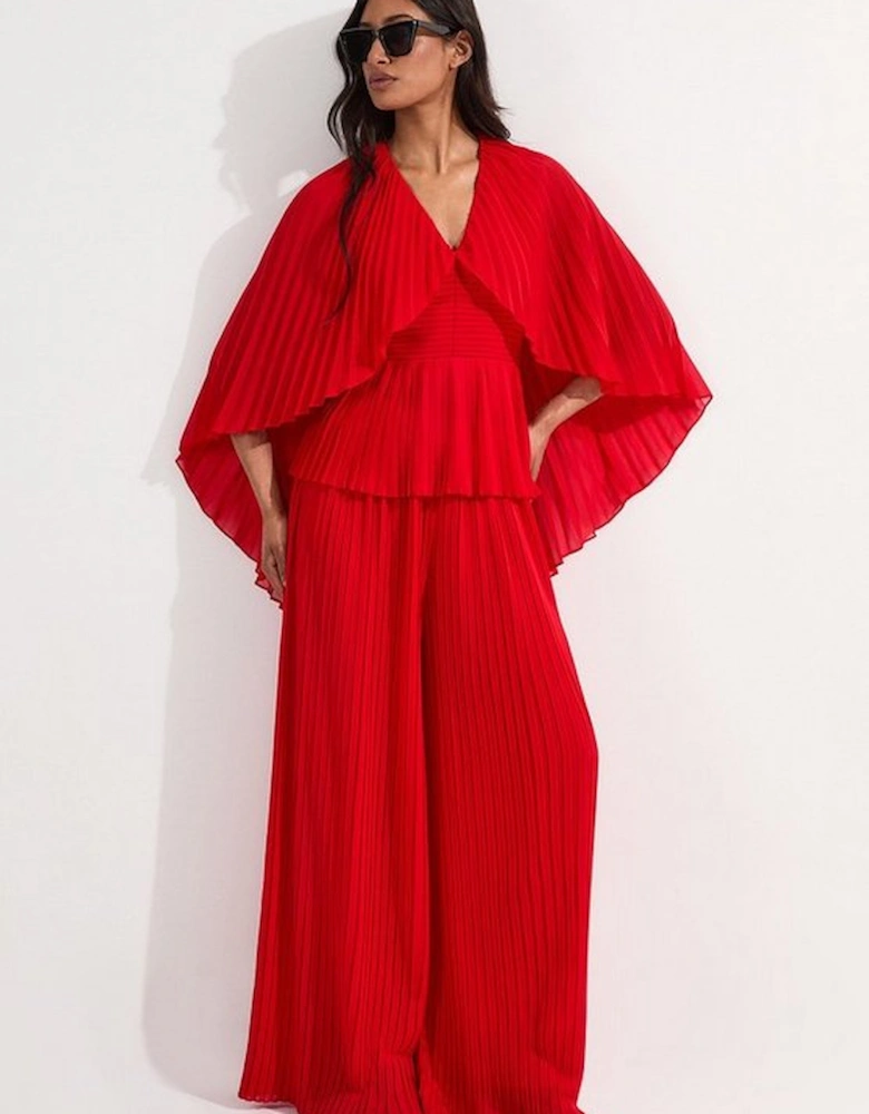 Pleated Woven Wide Leg Trousers