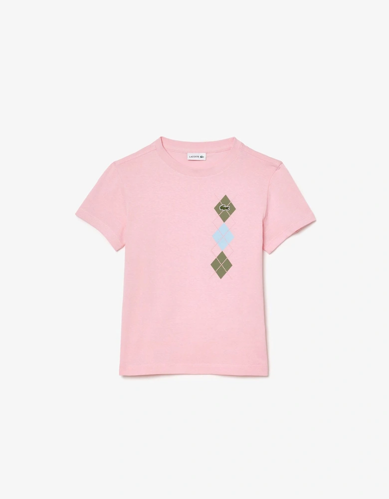 Juniors Argyle Print T-Shirt