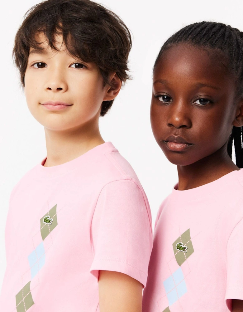 Juniors Argyle Print T-Shirt