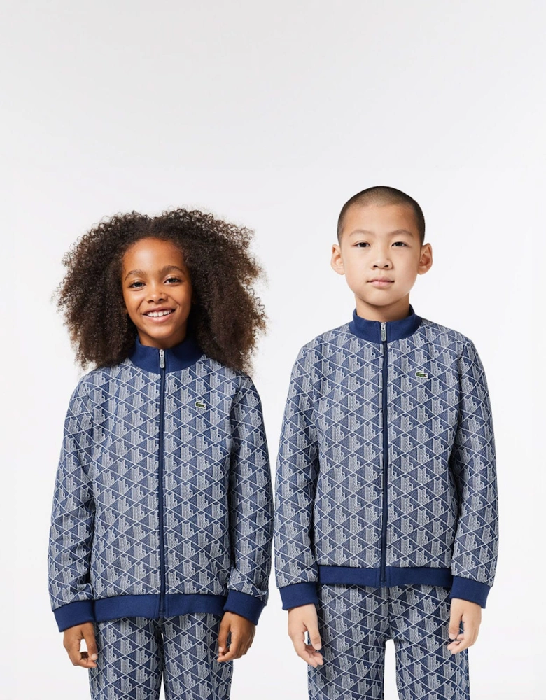 Juniors High Neck Zip-Up Paris Monogram Sweatshirt