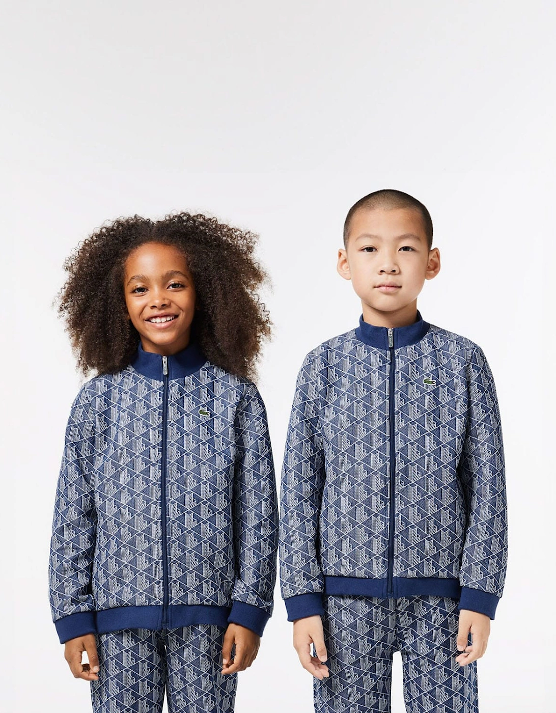 Lacoste Boy's Juniors High Neck Zip-Up Paris Monogram Sweatshirt - Navy - Size: 8 years