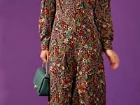 Silk Blend Feather Trim Dress