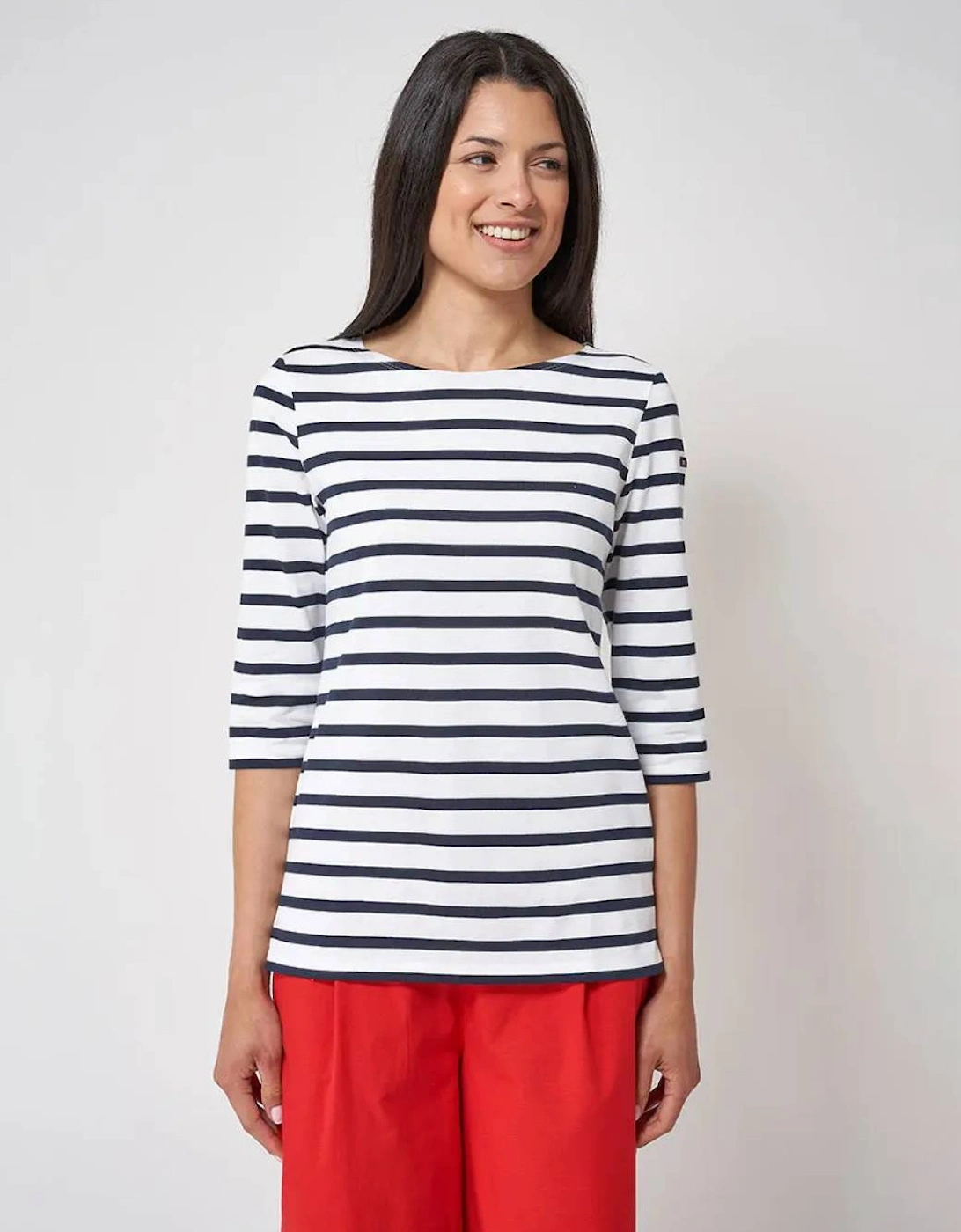Women's Navy Striped T-Shirt White/Navy, 4 of 3
