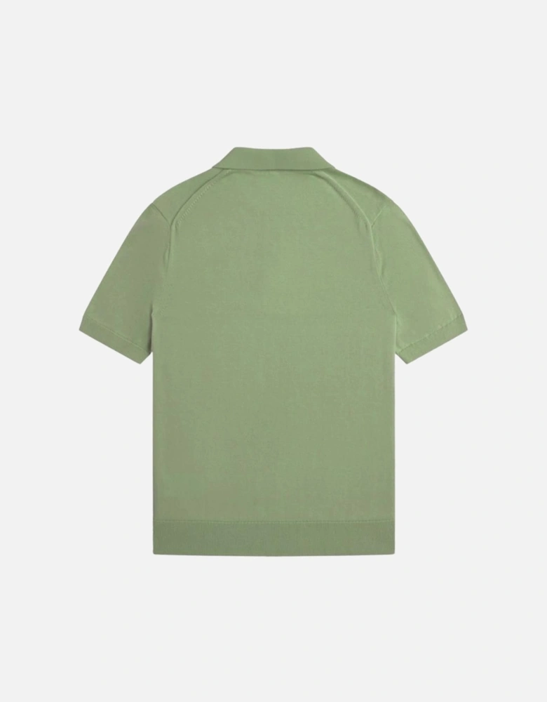 Cotton Knitted Polo Shirt - Olive Mint