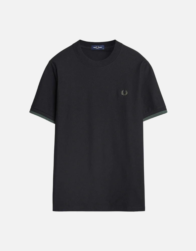 FP Tipped Cuff Pique Shirt - Black/Court Green