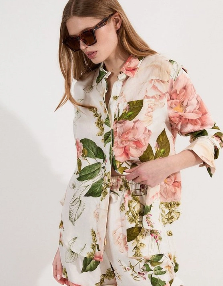 Linen Viscose Floral Woven Short