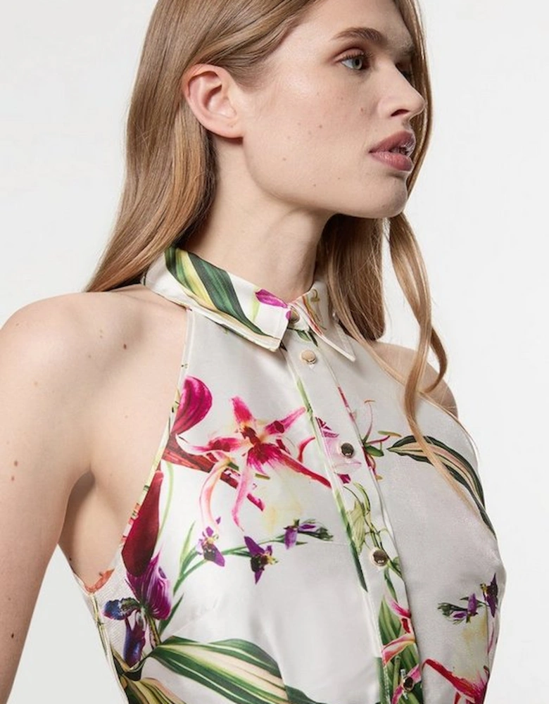 Garden Floral Twill Collared Maxi Dress