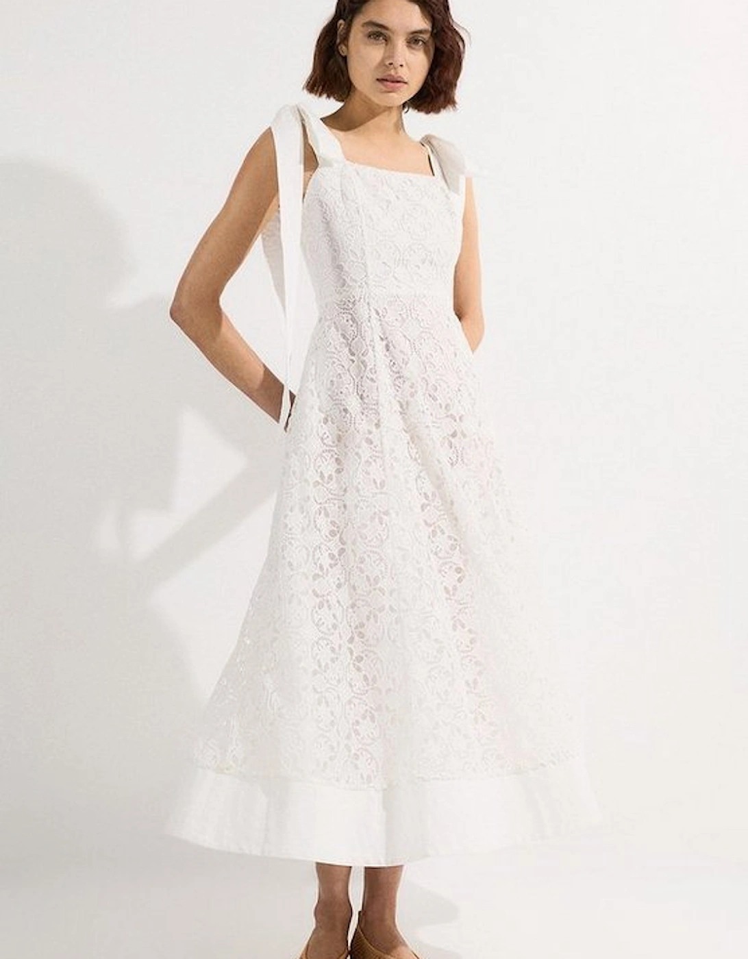 Cutwork Embroidery Woven Midi Prom Dress, 4 of 3