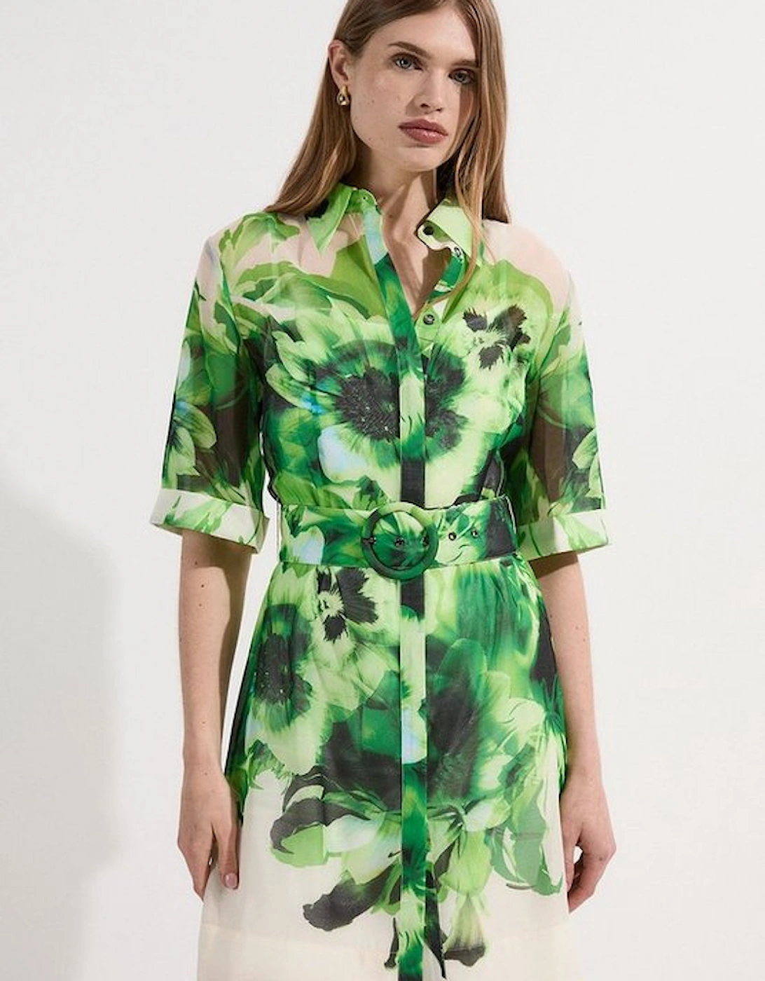 Floral Organdie Woven Belted Mini Dress, 4 of 3