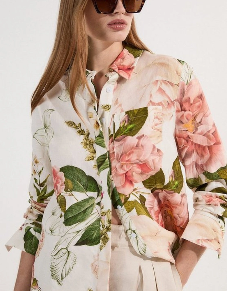 Linen Viscose Floral Woven Shirt
