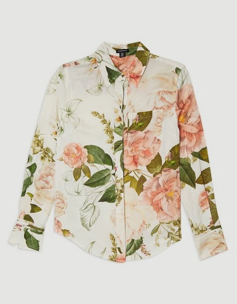 Linen Viscose Floral Woven Shirt