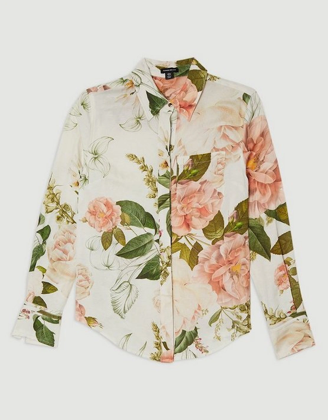 Linen Viscose Floral Woven Shirt