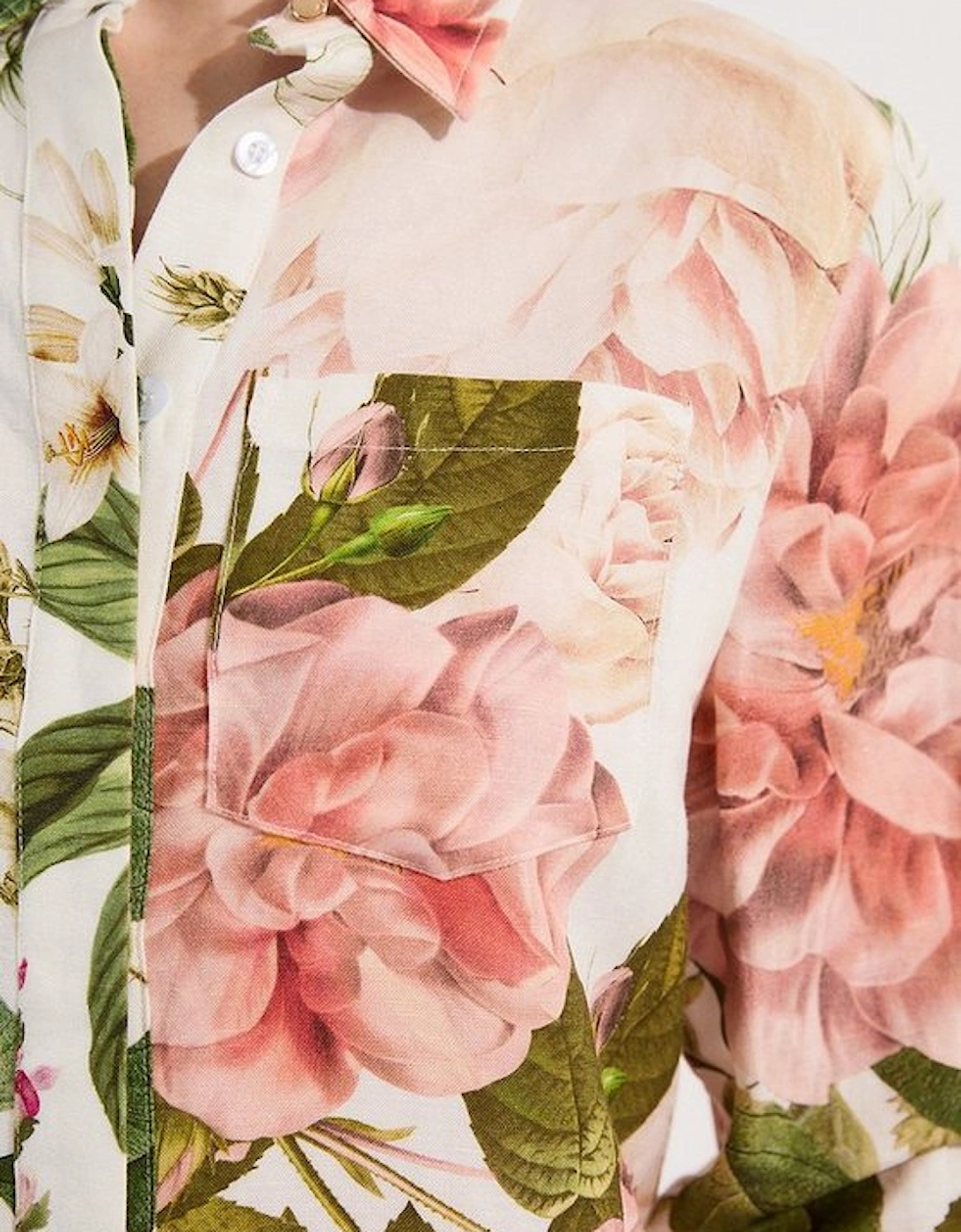 Linen Viscose Floral Woven Shirt