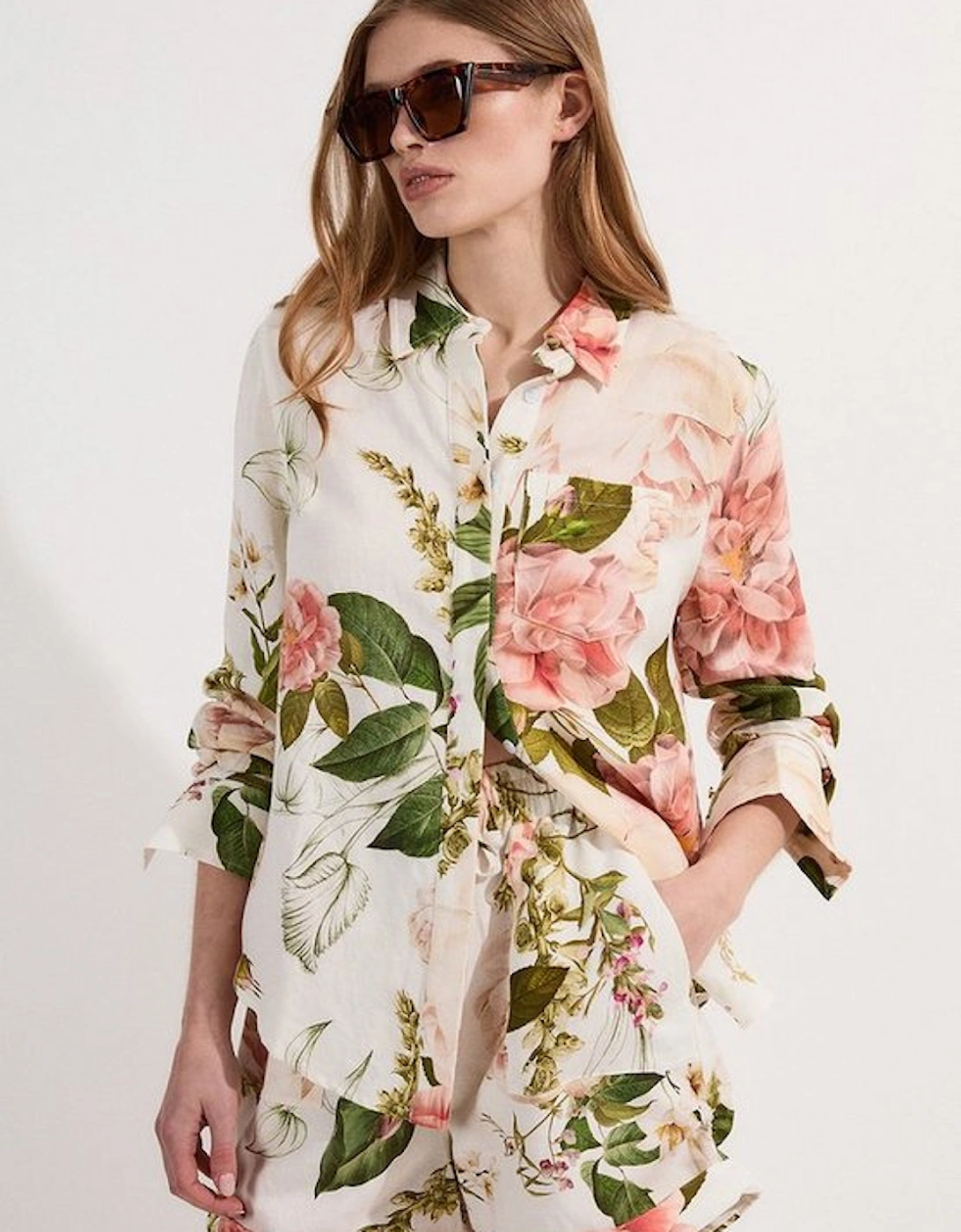 Linen Viscose Floral Woven Shirt