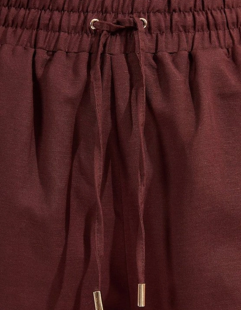 Viscose Linen Tie Waist Woven Trouser