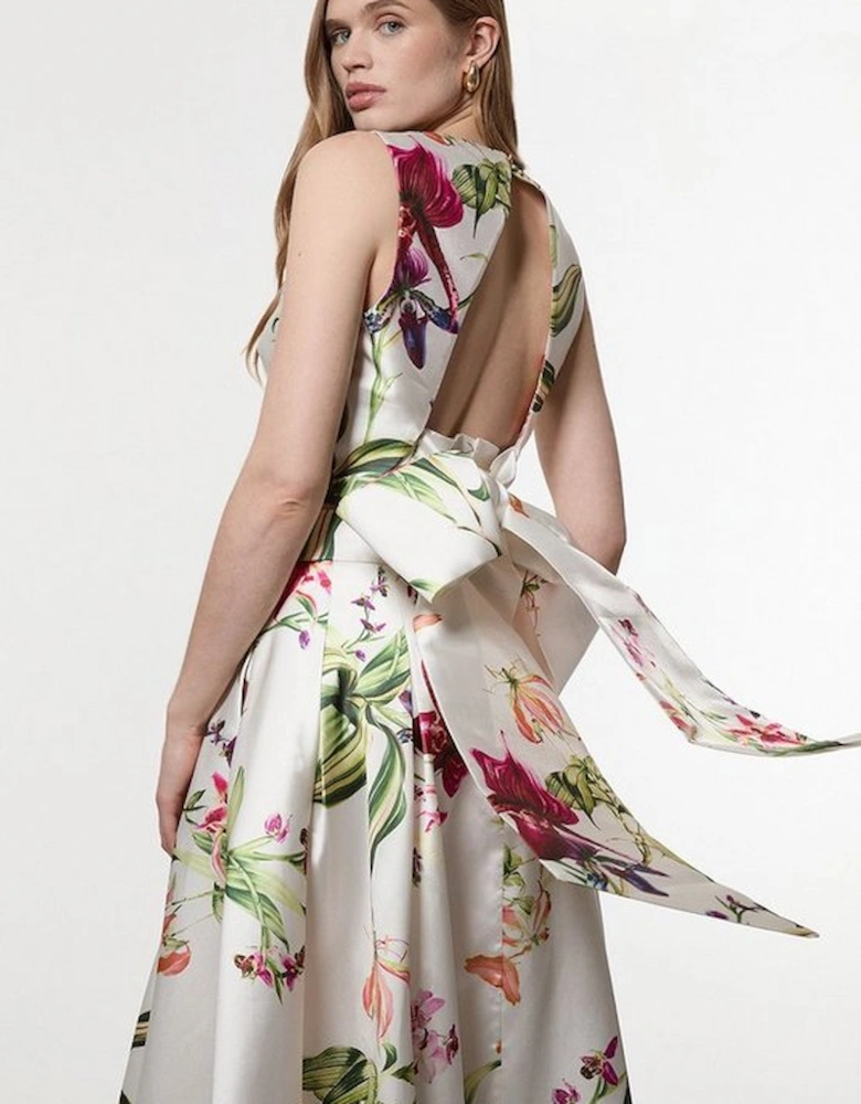 Garden Floral Twill Bow Detail Top