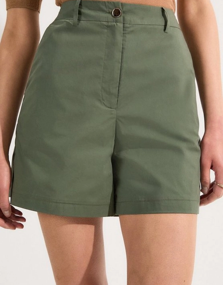 Cotton High Waisted Woven City Short