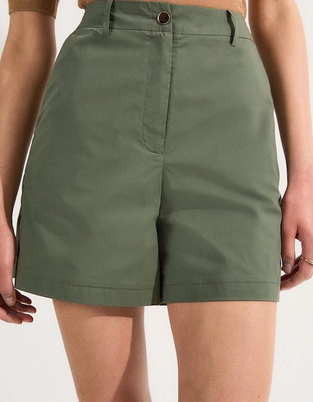 Cotton High Waisted Woven City Short