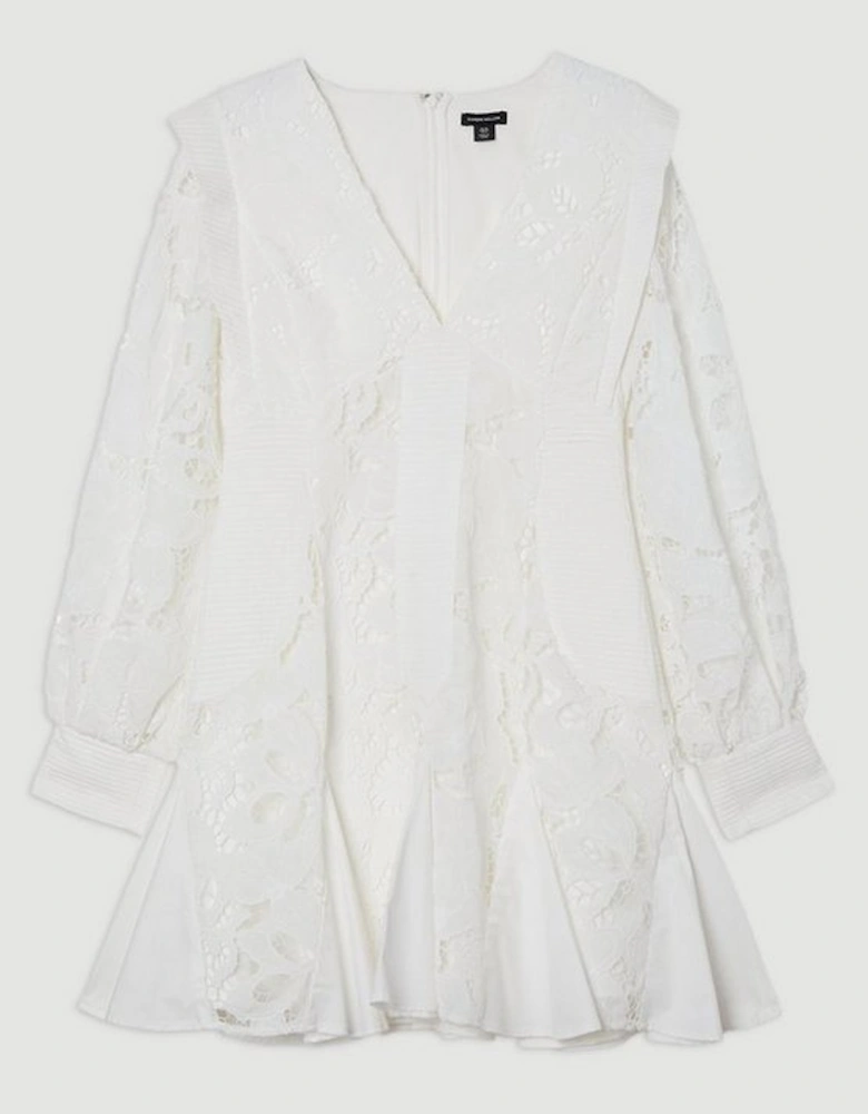 Cutwork Broderie Drama Sleeve Woven Mini Dress