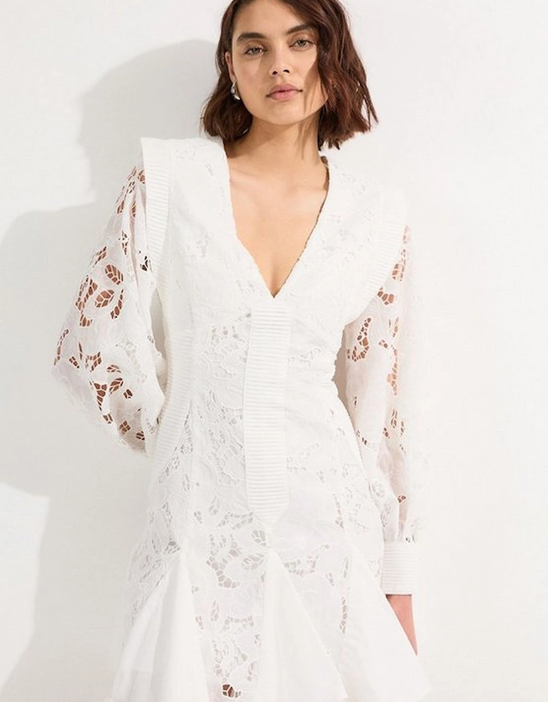 Cutwork Broderie Drama Sleeve Woven Mini Dress, 5 of 4