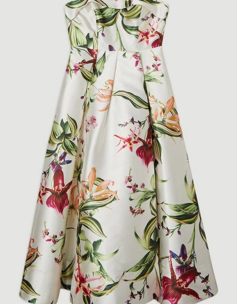 Garden Floral Twill Maxi Split Prom Dress