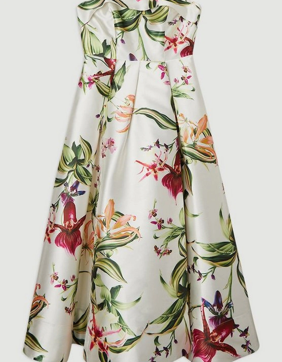 Garden Floral Twill Maxi Split Prom Dress