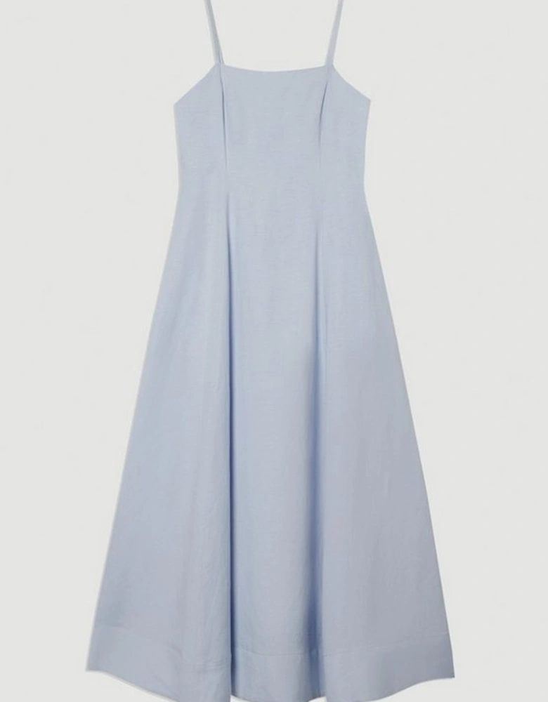Linen Woven Maxi Prom Dress