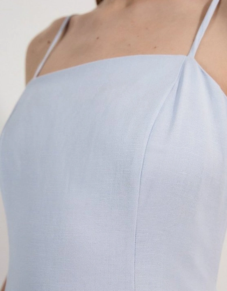 Linen Woven Maxi Prom Dress