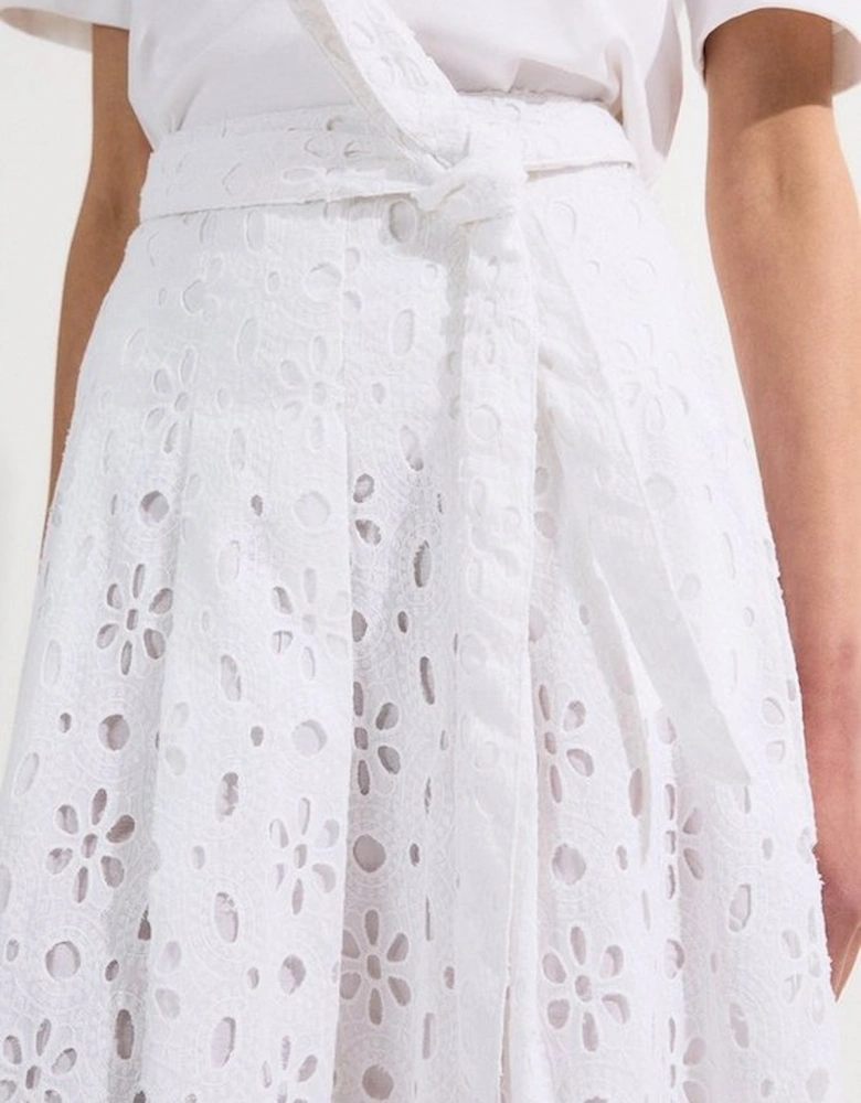 Cotton Broderie Woven Maxi Skirt