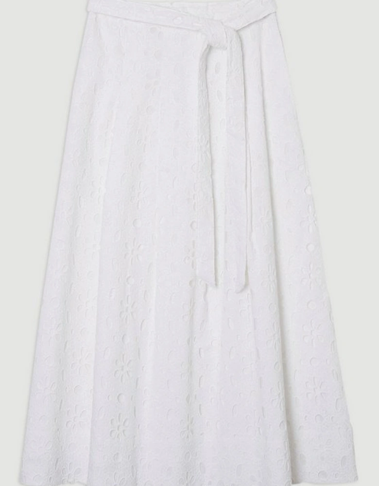 Cotton Broderie Woven Maxi Skirt