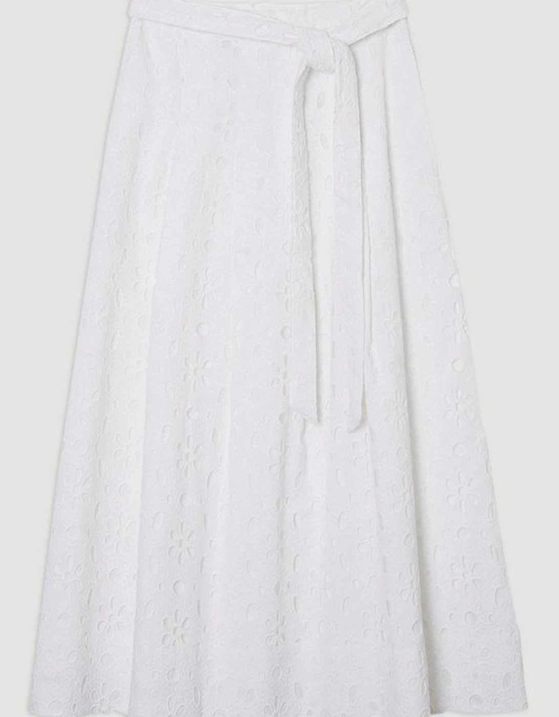 Cotton Broderie Woven Maxi Skirt